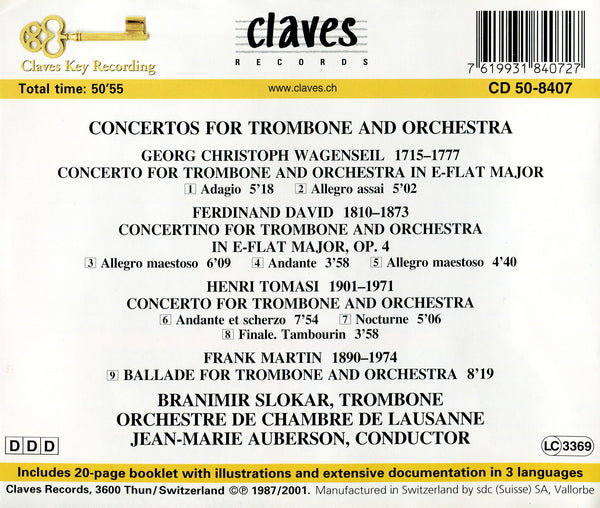(1987) Concertos For Trombone & Orchestra / CD 8407 - Claves Records