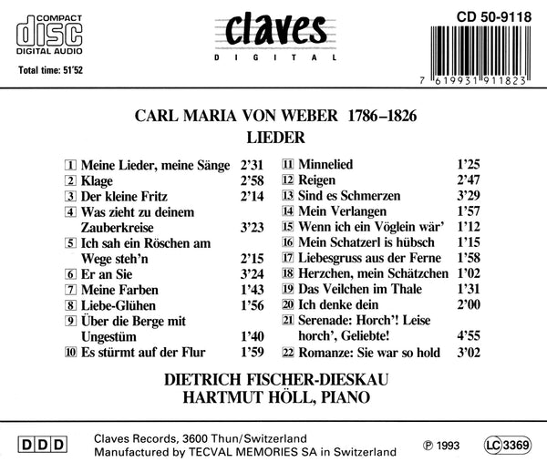 (1993) Weber: Lieder / CD 9118 - Claves Records