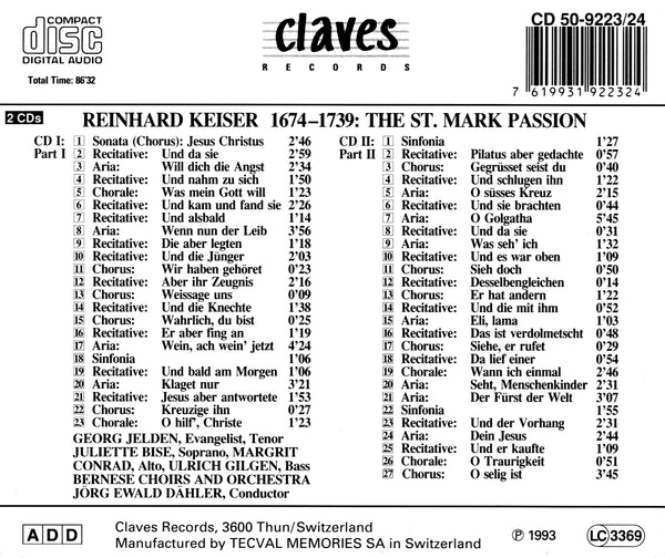 (1993) The St. Mark Passion / CD 9223-24 - Claves Records