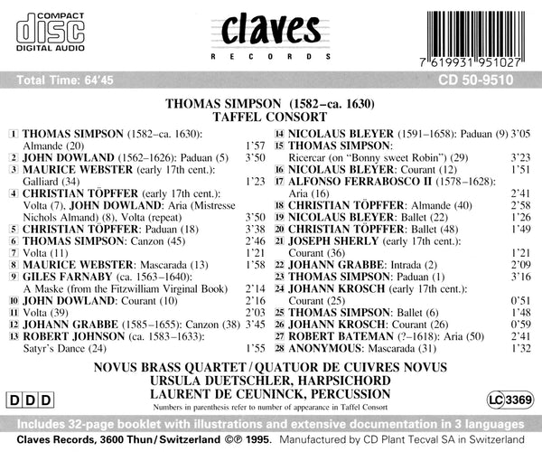 (1995) Taffel Consort / CD 9510 - Claves Records