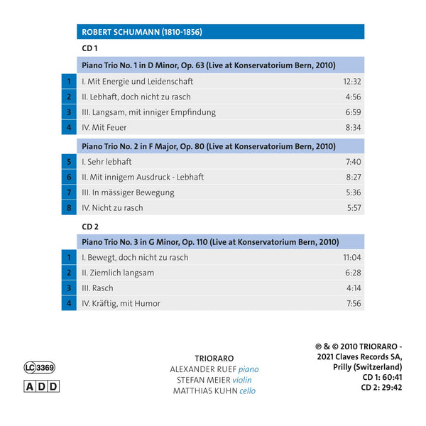 (2021) Triofreuden, Schumann: Complete  Piano Trios / DO 3037/38 - Claves Records