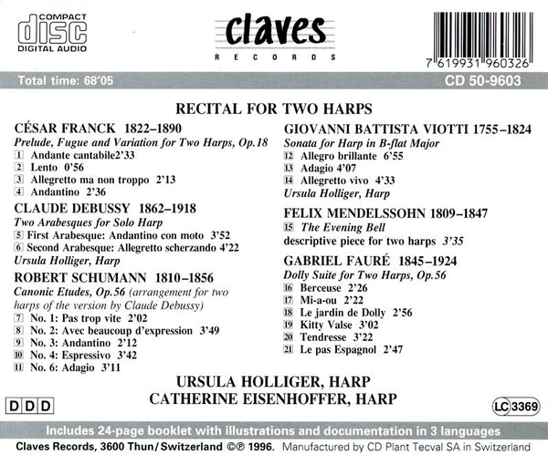 (1996) Recital For Two Harps / CD 9603 - Claves Records